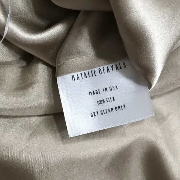 Natalie Deayala drape back silk column dress. NWT Tan - Image 13