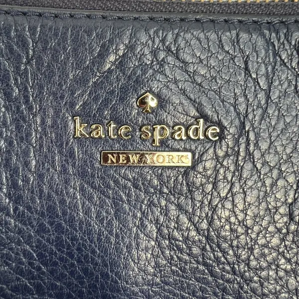 Kate Spade Lombard Street Cayli Crossbody Bag Navy Pebbled‎ Leather Purse READ - Image 4