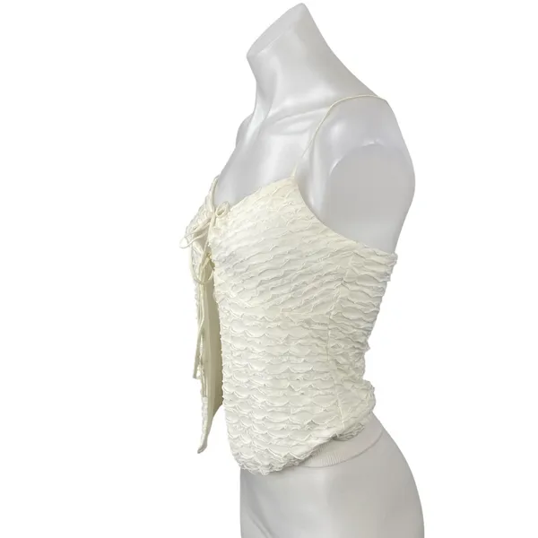 Edikted Alessia Women's White Ruffle Tie Front Sleeveless Camisole Tank Top Sz S - Image 3