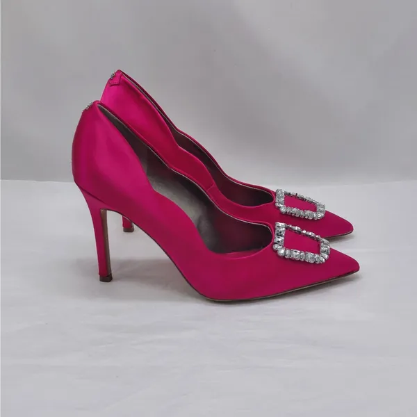 Sam Edelman Womens Pumps Sz 7.5 Pink Satin Rhinestone Heels Formal Wedding Party - Image 10