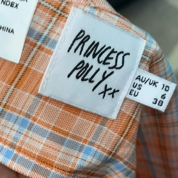 Princess Polly Orange Halter Plaid Crop Top - Image 4