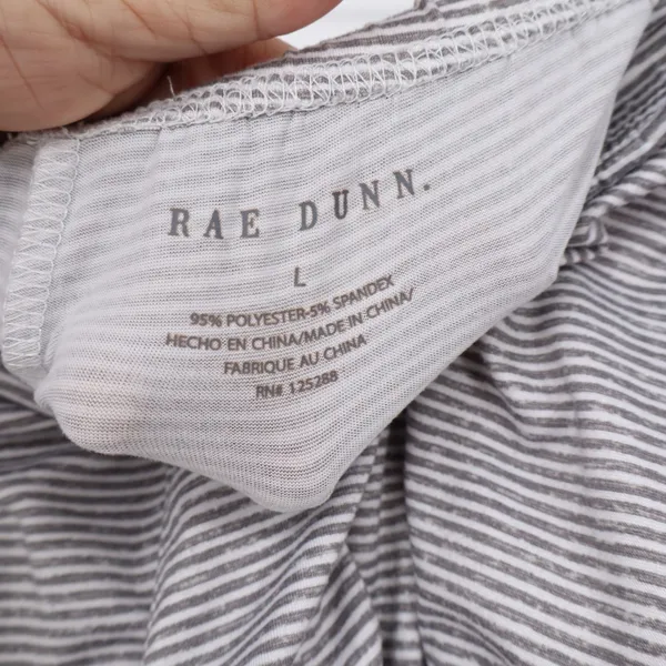Rae Dunn Pajama Set Women's L Grey Striped Button-Down Excellent - Image 7