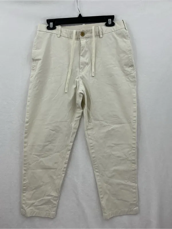 96% cotton Uniqlo Cropped Drawstring Chino Pants in Beige 1190 - Image 2