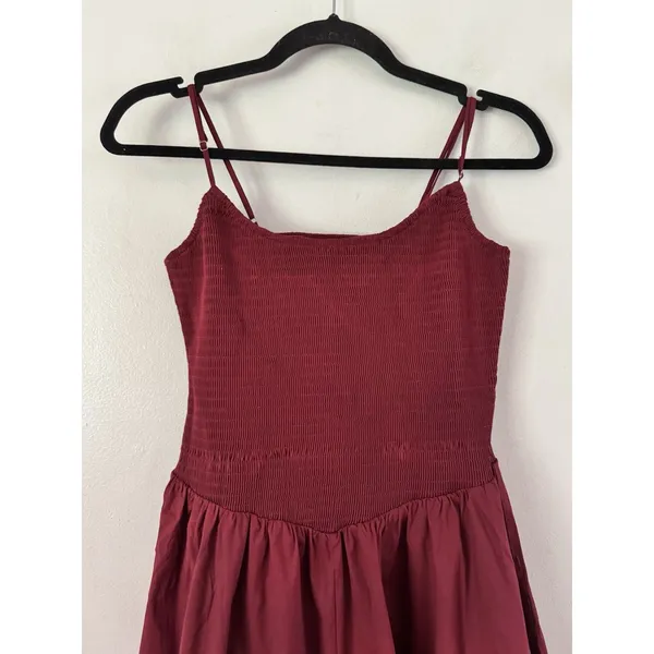 NWD Lulus Tandria Burgundy Smocked Sleeveless Midi Dress Size Large - Image 6