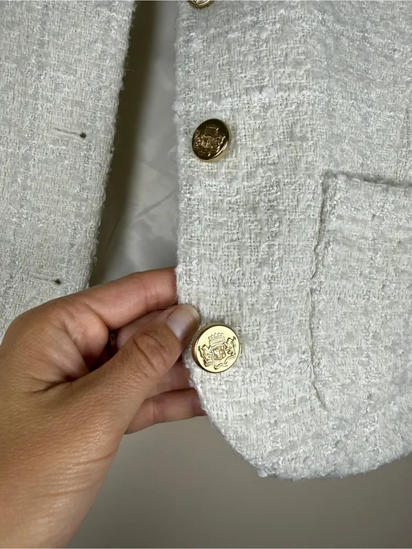Abercrombie & Fitch Tweed Collarless Cropped Lady Jacket Sz S - Image 6
