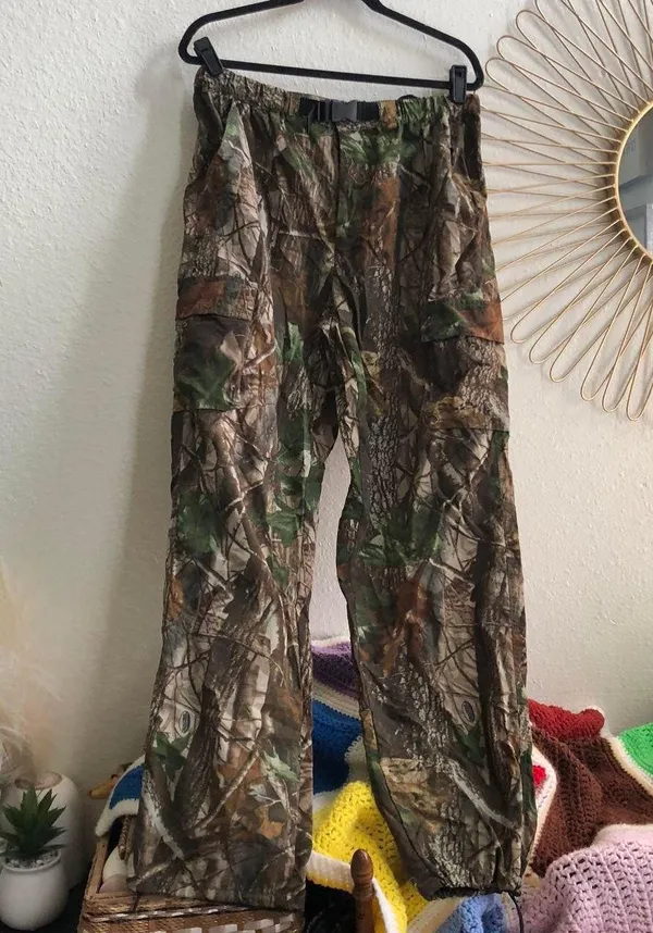 Vintage Winchester Hunting Camo Tactical Pants Baggy Wide Leg Cargos 90s Buckle Adjustable Waistband - Image 2