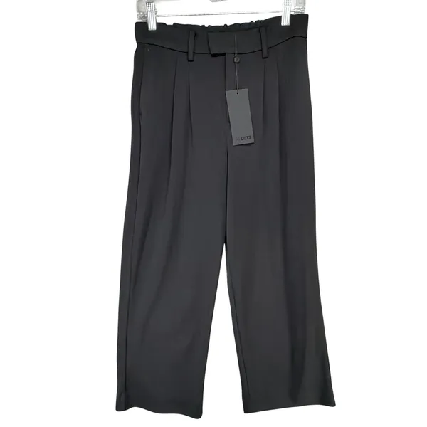 Cuts Clothing Essential Pant S Short Black Pleated Wide Leg Business Trouser NEW - Image 2