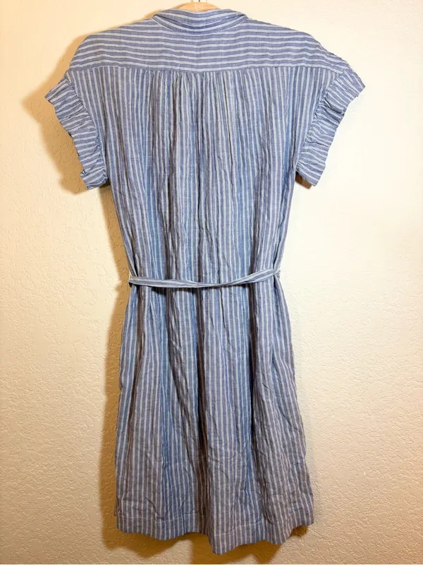 Anthropologie Isabella Sinclair Piper Blue White Stripe Ruffle Sleeve Dress Sz M - Image 7