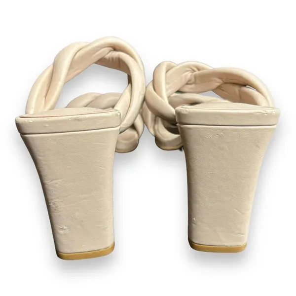 Open Edit Sandals Womens Size 6.5 CreamBraided‎ Double Strap Slip On Heels - Image 3