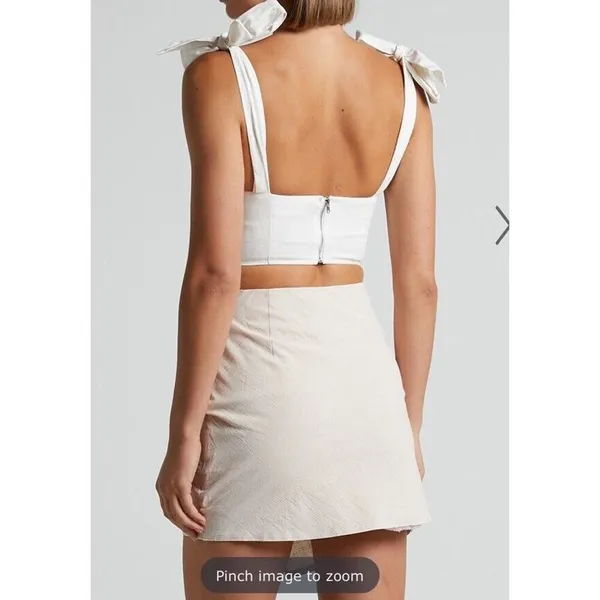Showpo Kiandra Wrap Mini Skirt Womens Sz 4 Beige Knot Detail Side Zip Lined NWT - Image 11