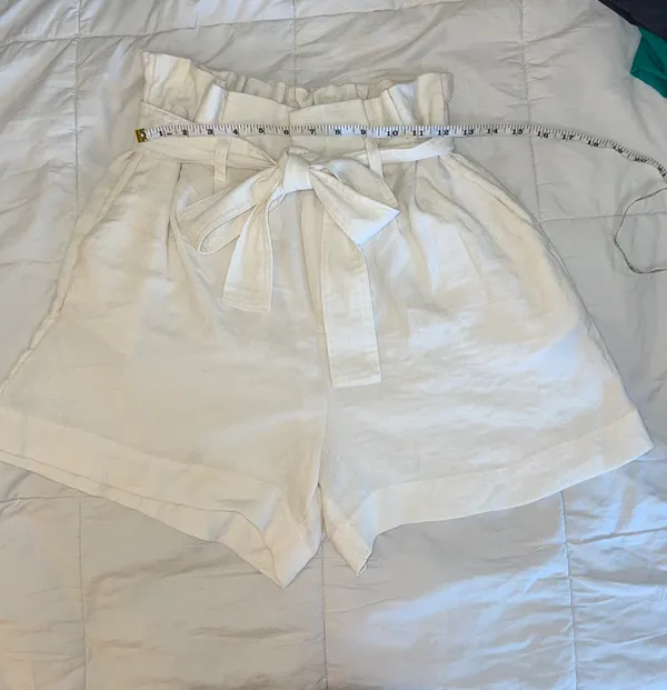 A New Day White/Cream High Rise Paper Bag Shorts - Image 3