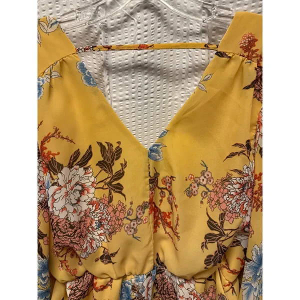 RWish Medium Yellow Floral Wrap Dress V Neck Flowey Maxi Chiffon‎ - Image 12