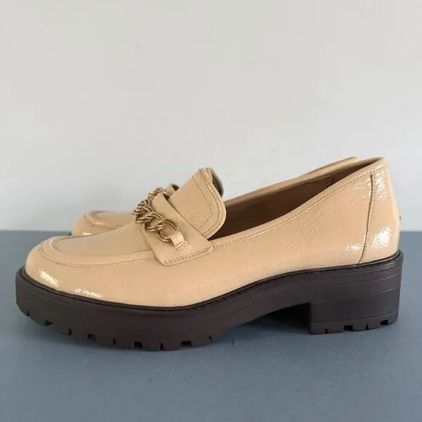 Sam‎ Edelman Taelor Chain Lug Sole Patent Leather Wheat Platform Loafers - Image 5