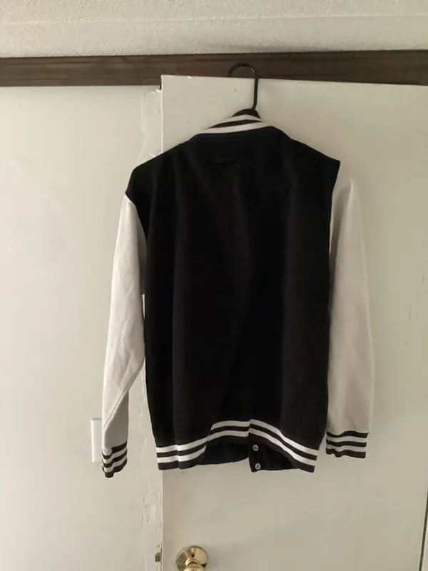 ALL WE DO Varsity Jacket Black White Size M - Image 3
