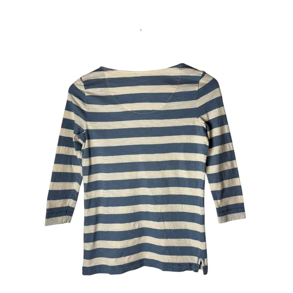 Lauren Ralph Lauren Top Women XS Blue White Lace Up Striped Knit Preppy Coastal - Image 3