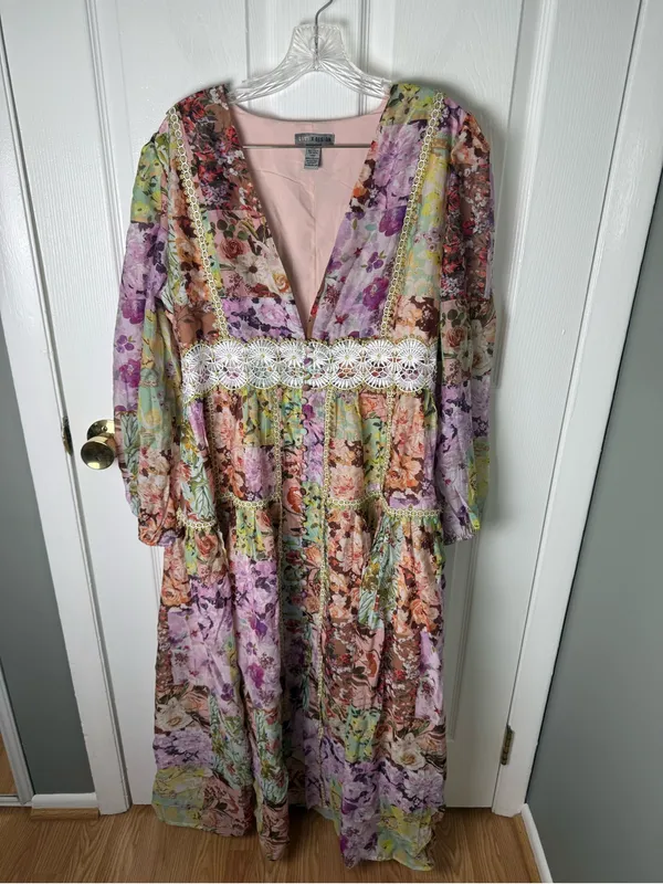 Love by Design Anna Long Sleeve Button Front Maxi Dress L - Image 2