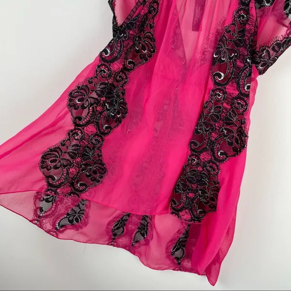 Victoria’s Secret Pink Lace Lingerie Nightie Tank Cami Top Sz Medium - Image 9