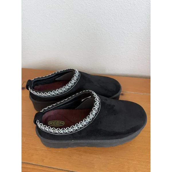 KEEN Women's Black Suede Platform Mule Clogs Slip-On Embroidered Trim Sz 8.5 - Image 5