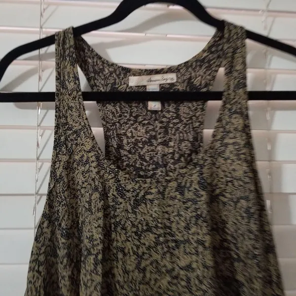 American Rag Cie Black & Gold Floral Print Racerback Tank Top L - Image 2
