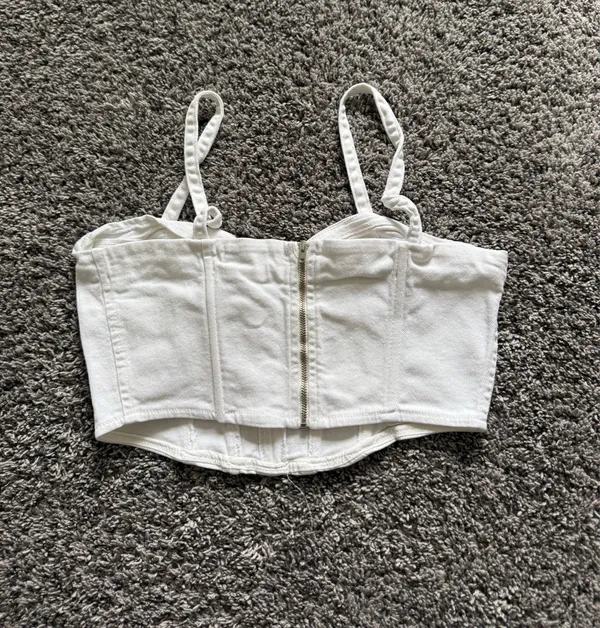 Zara White Bustier Crop Top - Image 2