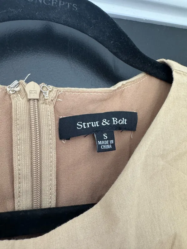 Strut & Bolt Tan-ish puffy sleeve formal mini dress - Image 3