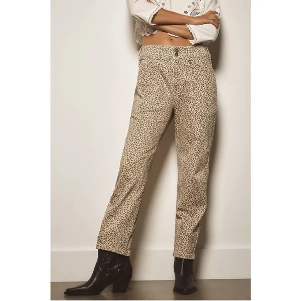 Anthropologie Pilcro The Wanderer Mid Rise Relax Leg‎ Jeans Leopard Size 31 - Image 3