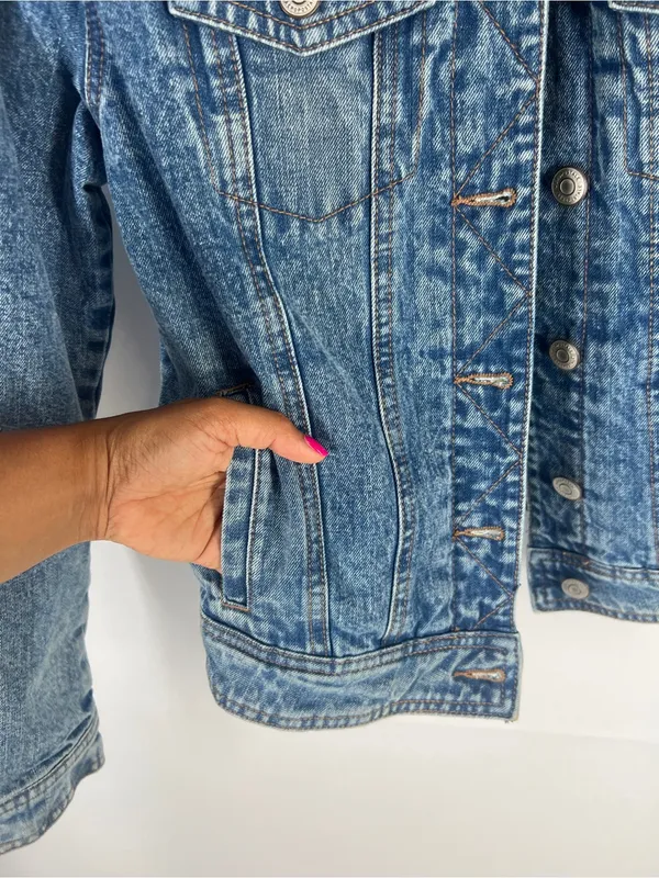 Aeropostale Sherpa Lined Denim Jacket XS NWT Medium Wash Jean Trucker - Image 7