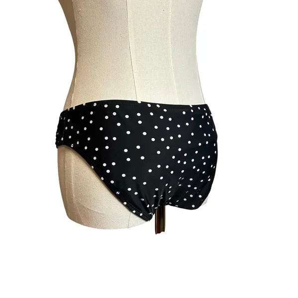 Black White Strappy Side Bikini Bottom Swim Medium Coquette Minimalist Y2K - Image 9