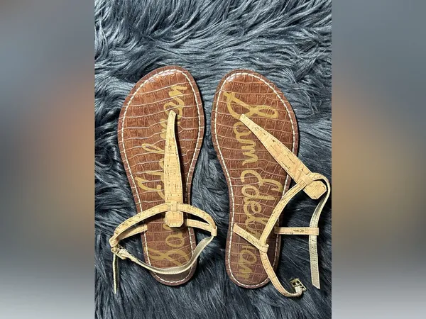 Sam Edelman Gigi Slingback Cork Brown Leather Sandals Size 8.5 - Image 7