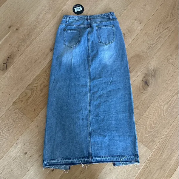 White Fox Boutique - Take My Picture Denim Maxi Skirt in Blue - Image 3