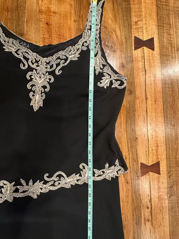 JKARA Beaded Gown Black Silver Sequin Evening Dress Formal Wedding Guest Plus 18 - Image 9