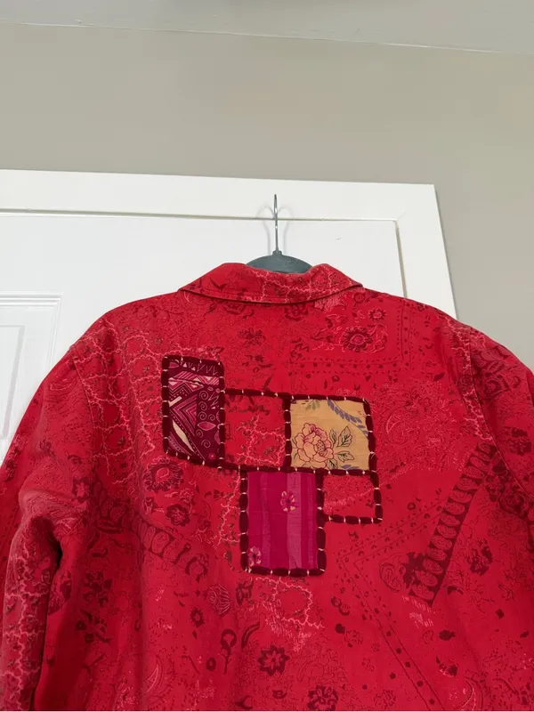 Coldwater Creek Patchwork Coral Summer Lightweight Jacket Boho Bohemian - Image 8