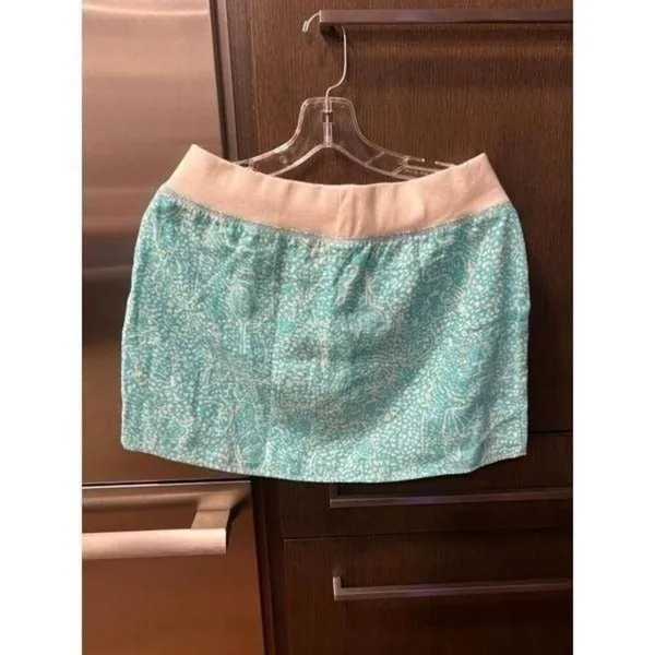Lilly Pulitzer small Hayden Beach Mini Skirt Linen Blue‎ Drawstring - Image 4