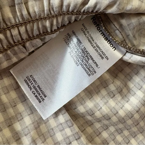 REFORMATION Lauryn Top‎ Gingham In brown Size 10 NWT - Image 6