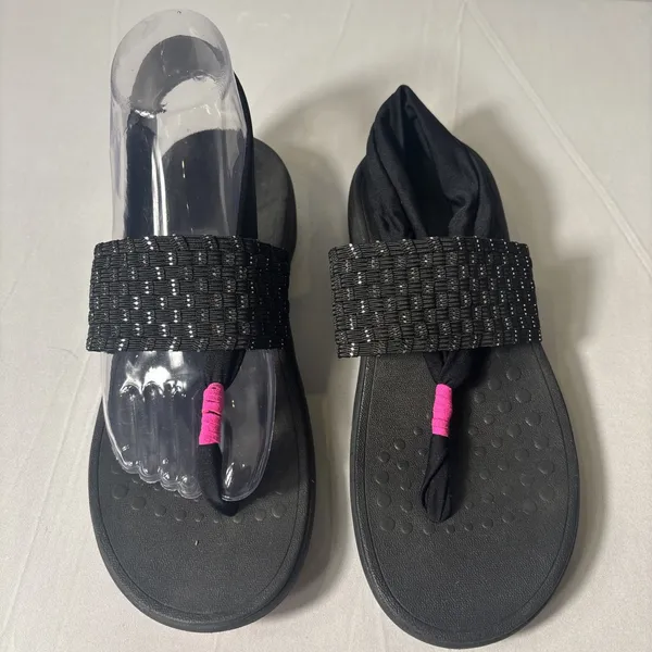 Vionic Sandals Womens Size 8 Black & Pink‎ Serena Tia Slingback Flip Flops - Image 2