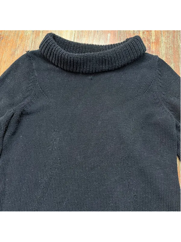 Field Flower Anthropologie Black Chunky Knit Cowl Neck Tunic Sweater Pockets M - Image 2