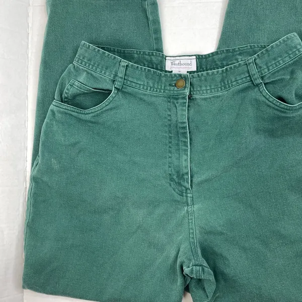 Vintage Dark Green High Waisted Tapered Leg Jean Trouser - Image 3