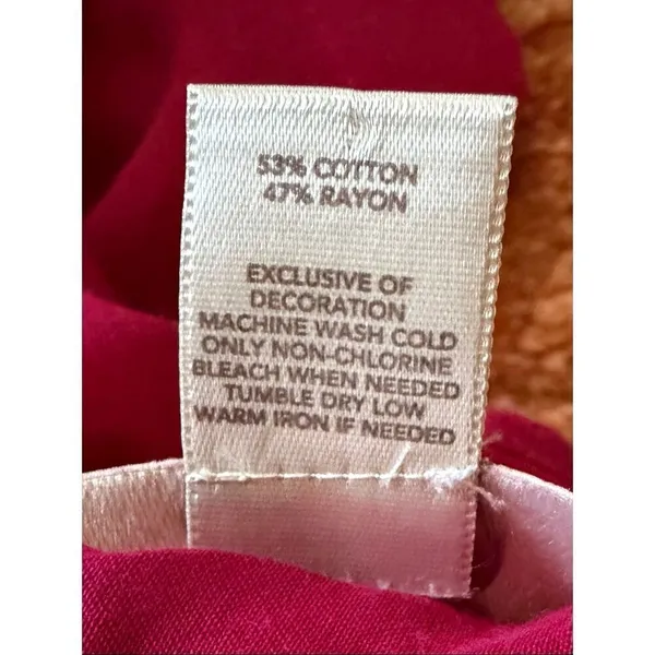 Ann Taylor LOFT Magenta Cotton Blouse Size S Lace Panels - Image 6