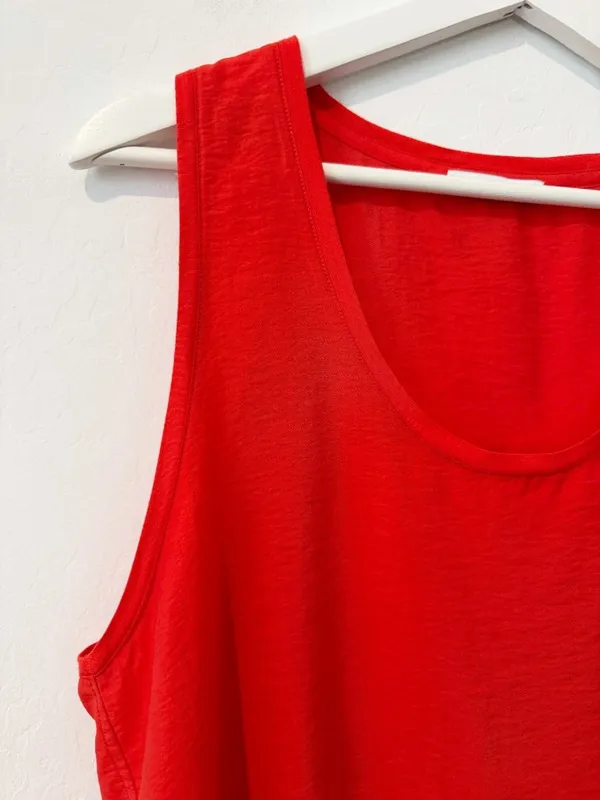 Bldwn‎ Alma Top Size Large Red Blood Moon Scoop Neck Tank Quiet Luxury Capsule - Image 2