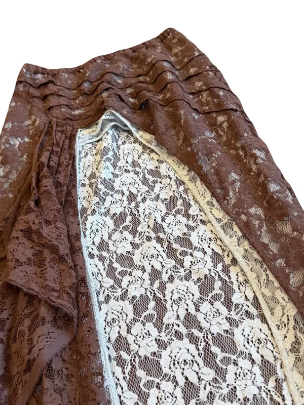 Free People FP One Solene Iced Chocolate High Low Maxi Skirt Stretch Lace NWT - Image 7