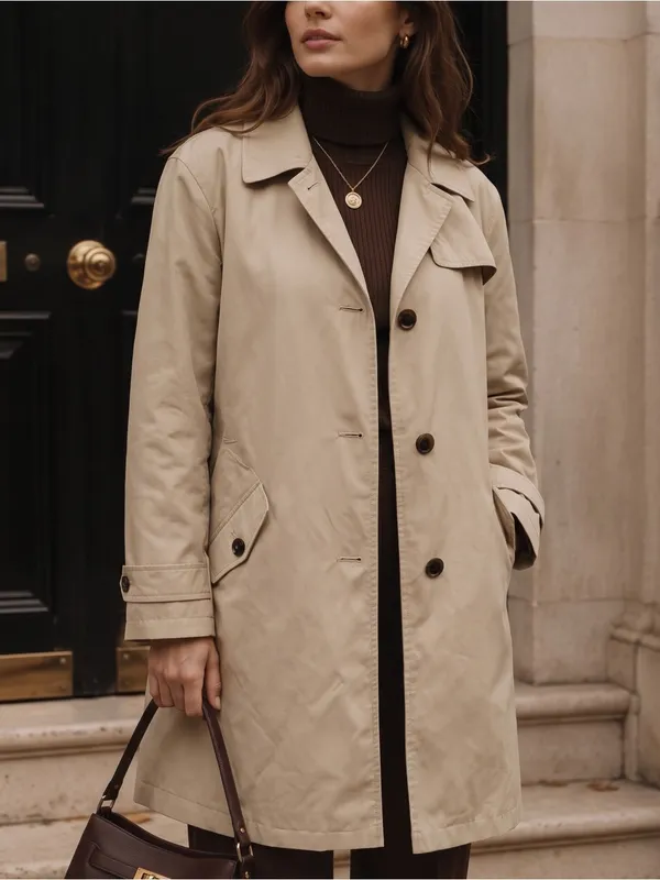 LANDS' END Classic Trench Coat Jacket - Image 8