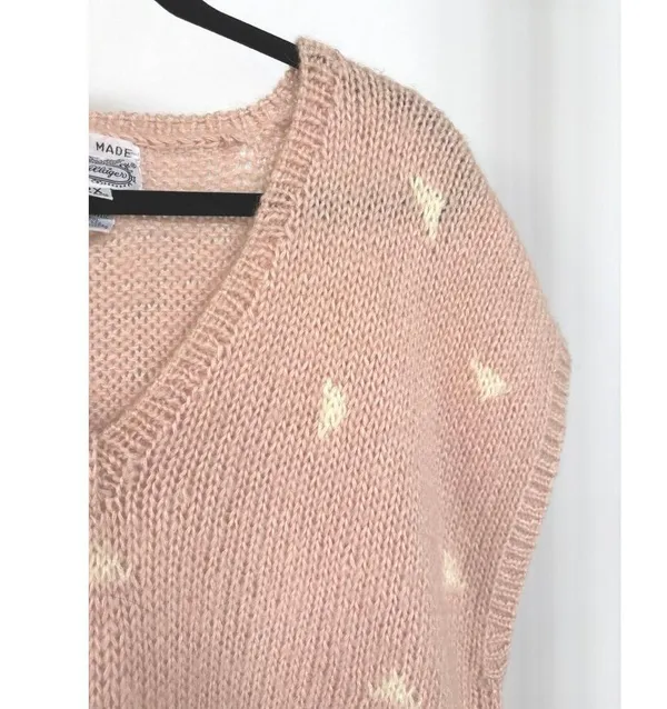 Vintage Handmade Rose Pink Acrylic Knit Cottagecore Oversized Sweater Vest 2X - Image 3