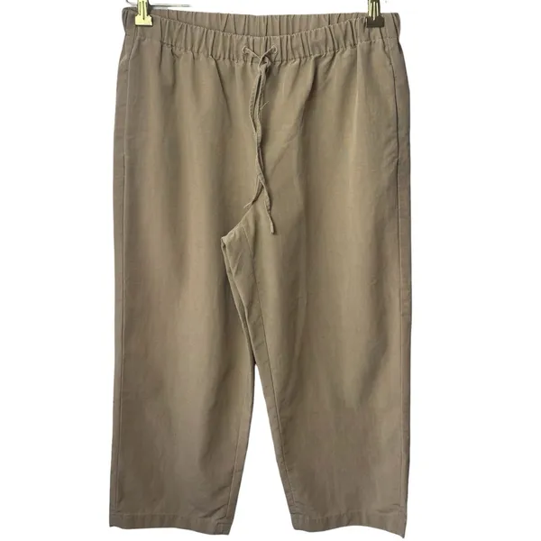 The Group Babaton‎ Drawstring Twill Crop Pants Tan Comfort Capsule Preppy M - Image 2