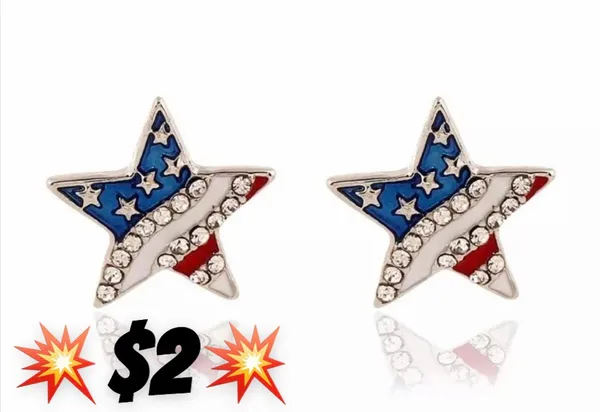 💥$2💥 American Flag Star Stud Earrings Multiple - Image 2