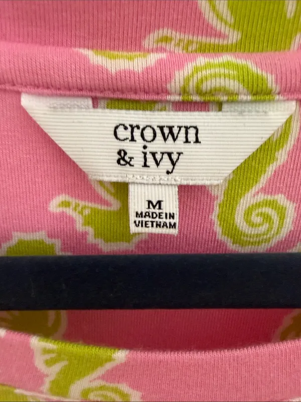 crown & ivy Pink Dress with Lime Seahorse Print - Image 3