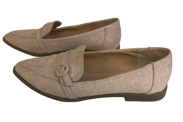 Tinstree Pale Pink Tweed Pointed Toe Slip On Flats Buckle Loafer Shoes Womens 8 - Image 7