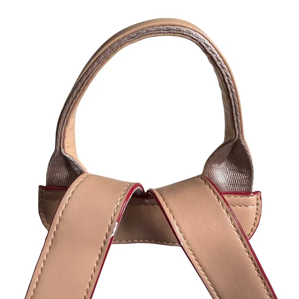 Geometric Print Convertible Backpack Bag Travel Tote Cream Taupe - Image 5