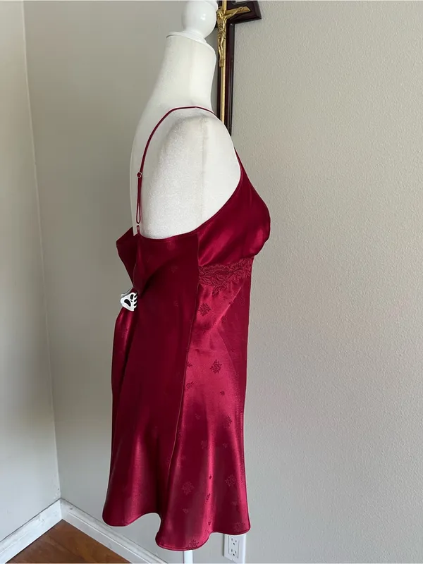 Jones New York Deep Wine Satin Lace-Trim Chemise - Image 5
