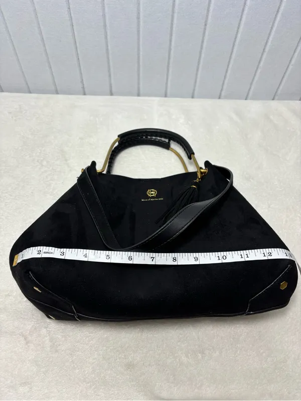 House Of Harlow 1960 Black Faux Suede Luxe‎ Satchel Wristlet Bag - Image 5