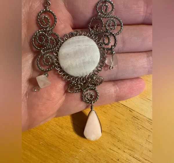 Statement Silver Tone Quartz Necklace - Image 5